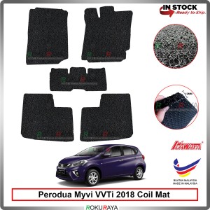 Perodua Myvi VVTi (3rd Gen) 2018 12mm Custom Fit Pre Cut PVC Coil Floor Mat Anti Slip Carpet Nail Spike (Black) (Kawata Made in Malaysia)
